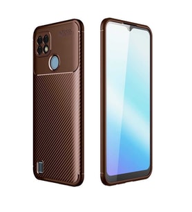 Realme C21 Kılıf Esnek Soft Karbon Tasarım Legion Serisi (Kahverengi)