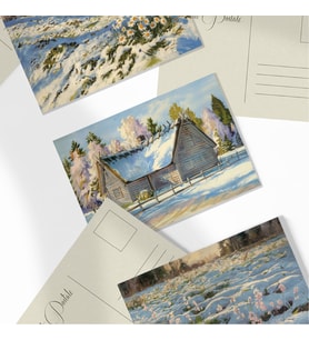 Mini Boy (10x7 cm) 6’lı Kış Manzaralı Kartpostal Seti – Karlı Doğa Temalı, Koleksiyonluk Postcard (Çok Renkli)