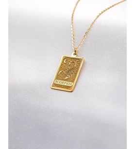 Kişiye Özel 925 Ayar Gümüş Tasarım Akrep Burcu Kolye (Gold)