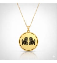 Kişiye Özel Fu Dogs Feng Shui Kolye Koruma ve Gücün Sembolü 925K Gümüş (Gold)