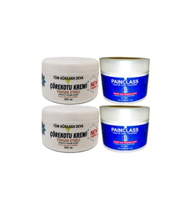 2 TAne Çörek Otu Ağrı Kremi White Box 200 ml + 2 Tane Painclass Kuyruk Yağı 100 ml Kremi Fıtık Kas Eklem Ağrılarına Rahatlatıcı Masaj Seti
