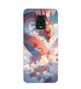 Xiaomi Redmi Note 9S - Redmi Note 9 PRO Uyumlu Ejderha Tasarımlı Şeffaf Telefon Kılıfı