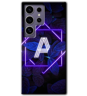 Galaxy S24 Ultra Kılıf HD Desen Baskılı Kılıf - Dark Neon Yaprak A Harfi