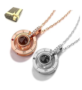 Sevgiliye Hediye 100 Dilde Seni Seviyorum Taşlı Kolye Zirkon (Rose)