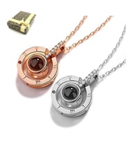 Sevgiliye Hediye 100 Dilde Seni Seviyorum Taşlı Kolye Zirkon (Rose)