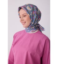 Etnik Desen Saf İpek Twill Eşarp  - 2026 İlkbahar-Yaz (T)   4314