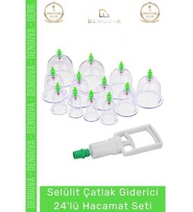Özel Üretim Selülit Çatlak Giderici Vakumlu Masaj Aleti 24'lü Kupa Hacamat Seti