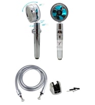 Yayke Özel Tasarım Duş Başlığı Mini Fanlı Duş Başlığı Örgülü Hortum+ Mafsal