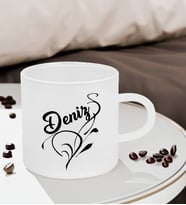 BK Gift Kişiye Özel İsimli Buzlu Cam Türk Kahvesi Fincanı-5, Sevgiliye Hediye, Arkadaşa Hediye, Anneye Hediye, Ofis Hediyesi