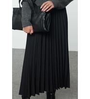 Moda Tesettür Regular Düz Desen Günlük Maxi Boy Piliseli Dokuma Etek