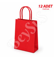 11x15 cm Hediyelik Kağıt Çanta Kırmızı 12 Adet