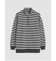 LCW Modest Gri Çizgili Kadın Kalın Sweatshirt Tunik