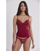 Kadın Dantelli Penye Atlet Külot / Kaşkorse Set - 356 Bordo