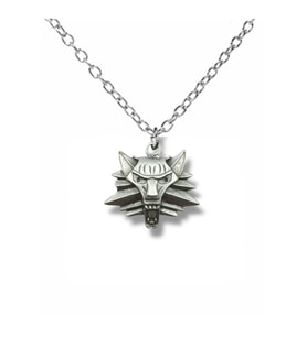 The Witcher Temalı Zincirli Unisex Kolye  Metal  60 cm Zincirli Fantastik Aksesuar (Gümüş)