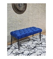 Siyah Boyalı Tel Ayaklı 90 cm Puf Bench - Puf - Bench - Kasalı Oturak - Oturak - Yatak Ucu Puf Mavi Renk 90 x 41 Boyut/Ebat (Çok Renkli)