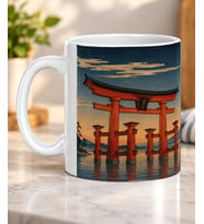 Japon Torii Kapısı ve Fuji Dağı Manzaralı Sevdiklerinize Hediye Porselen Kupa Bardak