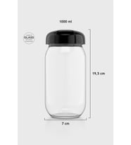 Renga Rhea 1000 ml Bej Kapaklı Cam Kavanoz 131012 (Siyah)