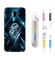 Samsung J6 Plus J7 Prime J7 Pro M20 Kılıf Kablo Koruma Spiral Silikon Old Owl 1649