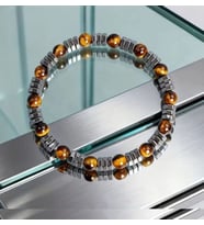 Alnis Atelier Kaplan Gözü ve Hematit Doğal Taş Erkek Bileklik 8 mm Hakiki Doğal Taş El Yapımı Premium Erkek Bilekliği Ayarlanabilir Makrome