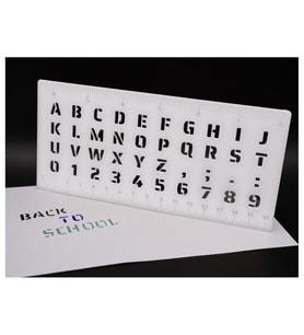 Alvera Alfabe, Rakam ve Cetvel Şablonu – 20 cm 3D Baskı Yazı Çizim Kalıbı - Beyaz