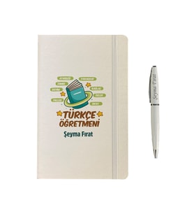 Kişiye Özel Türkçe Öğretmenine Hediye Defter, Kalem Seti