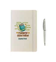 Kişiye Özel Türkçe Öğretmenine Hediye Defter, Kalem Seti