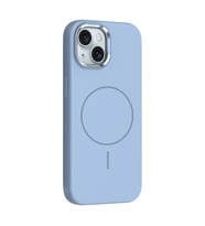 Apple iPhone 14 Uyumlu Kılıf M-Safe Şarj Özellikli Metal Kamera Çerçeveli Zore Edi Silikon Kapak (Açık Mavi)