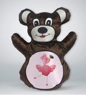 BK Gift Flamingo Tasarımlı Kahverengi Ayıcık Yastık-1