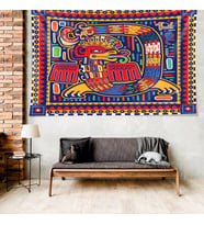 Ejderha Desen Leke Tutmaz Kadife Dokulu Kumaş Duvar Örtüsü Duvar Halısı Tapestry (Karışık)