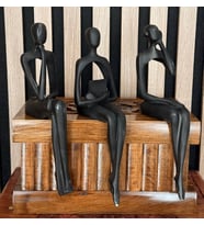 Modern Soyut Düşünür Heykel Seti (3’lü)  Büyük Boy Reçine Ev & Ofis Dekoru  MYK Hediye ve Sanat At (Siyah)