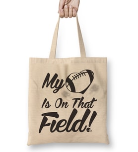 My Heart Is On That Field Football Cheerleader Bez Çanta Uzun Saplı