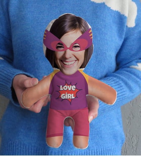 BK Gift Kişiye Özel Fotoğraflı Kadın Süper Kahraman Bebek Yastık-2