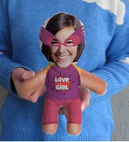 BK Gift Kişiye Özel Fotoğraflı Kadın Süper Kahraman Bebek Yastık-2