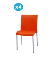 Omnipazar MT-CF875 Vortice Plastik Bahçe Balkon Sandalye 4'lü Set (Turuncu)