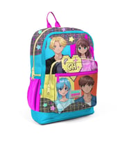 CORAL HIGH 23737 KİDS GRİ MAVİ PEMBE ANİME DESENLİ DÖRT BÖLMELİ SIRT ÇANTASI