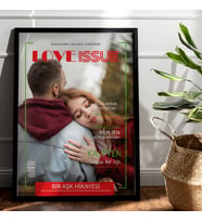 Ezgoola / Dergi Tablo Sevgililer Günü / Kişiye Özel illüstrasyon Tablosu / sevgililer günü Hediyesi / Kişiye özel hediye / 14 şubat hediye / Özel hediye / tablo / çerçeveli poster (Ahşap)