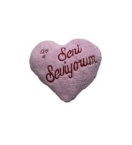 Peluş Kalp Yastık - Seni Seviyorum Yastık (Pembe)