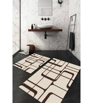 Dijital Baskılı Kaymaz Taban Yıkanabilir 2'li Klozet Takımı Banyo Paspası NDKZ-HY-1122 (Krem)