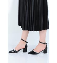 Ayakcenter 24-846 Rugan Siyah Ayışığı 5Cm Topuklu Kadın Ayakkabı