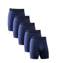 Ghassy Co. Erkek Pamuklu Likralı Spor Boxer 5'li Set Yumuşak Dokulu ve Rahat Kemerli (Lacivert)