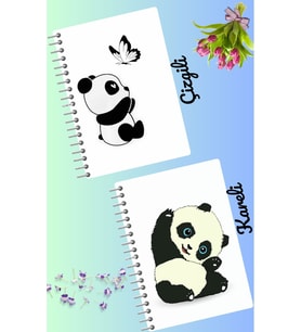 Panda defter seti 2 adet A4 boyutu 21*30 çizgili + kareli 60 syf