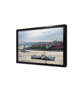 Kız Kulesi Eşliğinde Vapur Çerçeveli Mdf Tablo