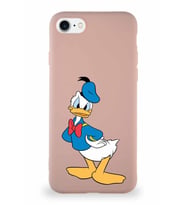 Apple iPhone 7 Soft Premier Kapak Donald Duck-D Tasarımlı Silikon Kılıf - Pudra (Şeffaf)
