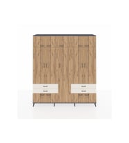 Hyperion Dolap 12 Raflı 4 Çekmeceli 2 Askılı 220x44x243 Antrasit-Çam/Aytaşı