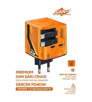Gan+ Pd 40w Hızlı Şarj Adaptörü Çoklu Çıkış Usb-c Lightning Kablolu Hızlı Şarj Cihazı Ev Ofis Uyumlu Turuncu