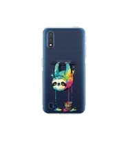 Samsung Galaxy A01 ile Uyumlu Splash Tembel Hayvan Tasarımlı Şeffaf Silikon Kılıf