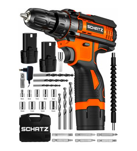 12v Çift Akülü Vidalama Matkap Turuncu 24 Parça Set