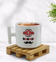 BK Gift Kişiye Özel Dünyanın 1 Numaralı Babası Tasarımlı T Kulplu Beyaz Middle Kupa Bardak-1