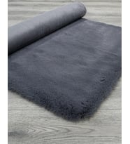 Beyaz Tüy Yapılı Modern Salon Halısı Desensiz Polyester Makine Dokuma Konforlu Koridor Kod DCRA-LUX-ANTRASIT
