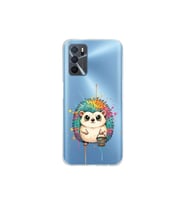Oppo A16 ile Uyumlu Splash Kirpi Tasarımlı Şeffaf Silikon Kılıf